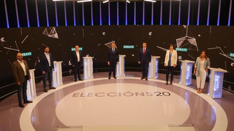Los siete participantes del debate electoral emitido en la TVG en las pasadas elecciones auton�micas del 2020
