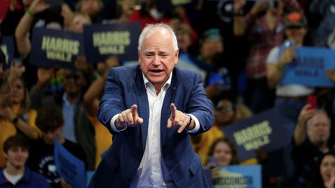 El candidato demcrata a vicepresidente, Tim Walz, este martes en Madison, Wisconsin.