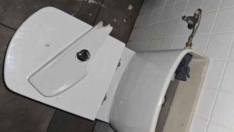 Baño destrozado en Arealonga