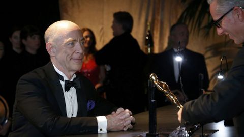 J.K. Simmons mientras le grababan su Oscar