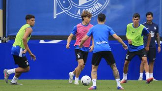 Instante de un entrenamiento del Deportivo en esta pretemporada en el D�por Training Center