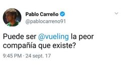 Mensaje de Carre�o en Twitter contra Vueling