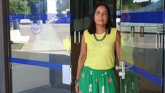 Mercedes S�nchez en el Ayuntamiento de Nar�n.