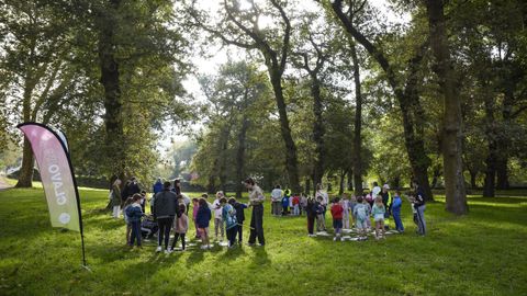 La carballeira de Caldas, a orillas del Umia, este mes durante una jornada educativa