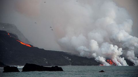 Estado del delta formado por la lava del volc�n de La Palma