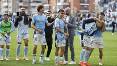 Los jugadores del Celta, celebrando el triunfo ante el Valencia.
