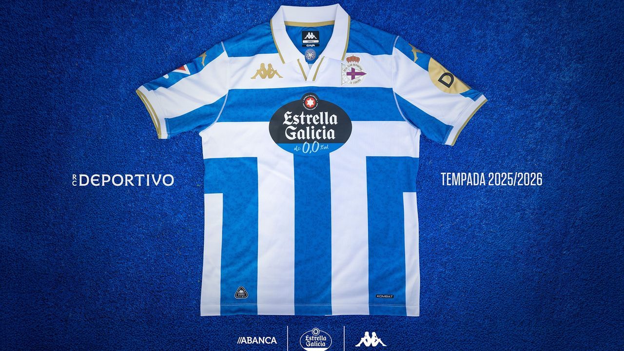 La nueva camiseta del Deportivo recupera el diseño de las franjas en T