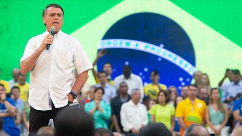 Bolsonaro, durante el acto de presentacin de su candidatura, en Ro de Janeiro