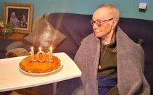 Herminia, hace un mes, en la celebraci�n de su 101 cumplea�os