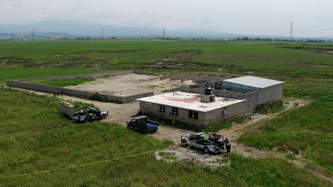 Vista a�rea de la casa a la que llegaba el t�nel escavado desde la c�rcel.