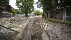 Foso en la margen derecha del Gafos en Campolongo, donde se instalar� el nuevo colector