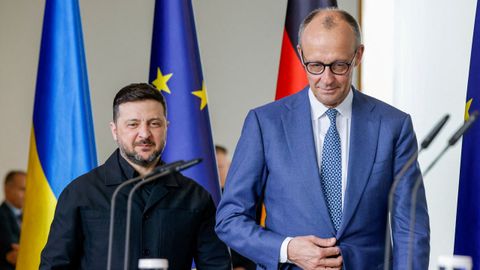 Merz y Zelenski en la reuni�n que mantuvieron en Alemania el pasado mes de abril