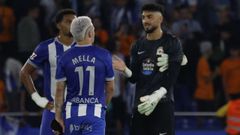 David Mella, junto a Noubi y Leo Rom�n tras el pitido final.