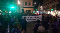 Un momento de la concentraci�n feminsta en protesta contra el asesinato machista en Gerona