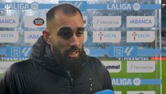 Borja Iglesias, tras el partido de este viernes entre Celta y Osasuna en Bala�dos.