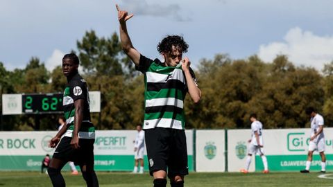 Paulo Iago celebra un tanto con el Sporting, el pasado curso.