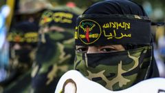 Seguidores del grupo armado palestino Yihad Islmica durante una protesta contra Israel el pasado 6 de octubre