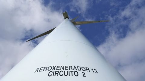 Aerogenerador de un parque e�lico ubicado en Ferrolterra, la pasada primavera