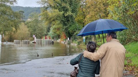 El Miño, desbordado a su paso por Ourense. Zona de O Tinteiro