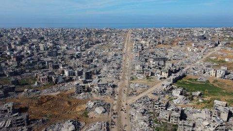 As� se ve a vista de dron Jabalia, en el norte de la Franja de Gaza.