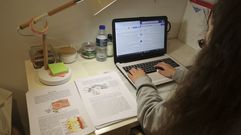 Alumna estudiando desde casa durante esta crisis del coronavirus