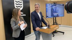 Pepa Pardo y Rafa Dom�nguez, este martes en la sala de prensa del Concello de Pontevedra