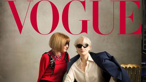 La actriz Meryl Streep y la ic�nica editora de moda, Anna Wintour, juntas en la portada de Vogue de mayo.