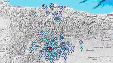 Lugares en los que se ha sentido el terremoto con epicentro en el municipio leons de Villamejil.