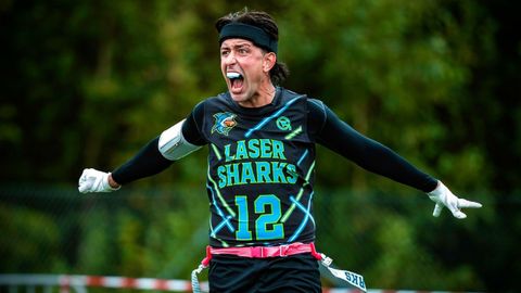 Julin, en un partido de flag football con su club Eskilstuna Sharks, en Suecia. 