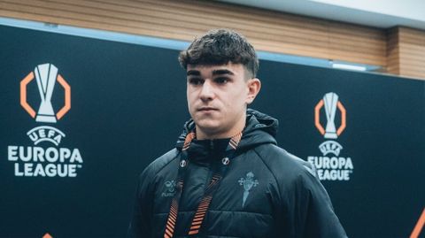 �ngel Arcos, a su llegada al Ludogorets Arena para debutar con el primer equipo del Celta.