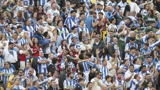 Seguidores deportivistas en el partido a domicilio contra el Las Palmas
