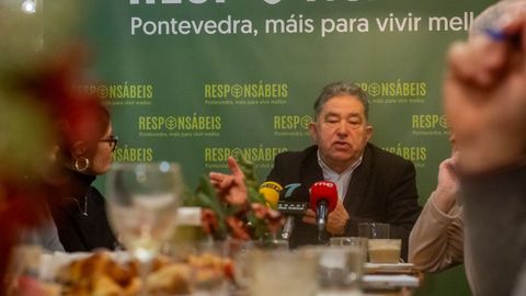 El alcalde de Pontevedra Miguel Anxo Fern�ndez Lores, durante su comparecencia en la que hizo  balance del 2025