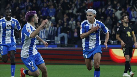 Yeremay festeja su gol al Castelln, el ltimo del Deportivo en el 2024