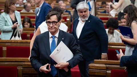 El candidato del PSC a la presidencia de la Generalitat, Salvador Illa, en una sesin en el Parlamento de Catalua.