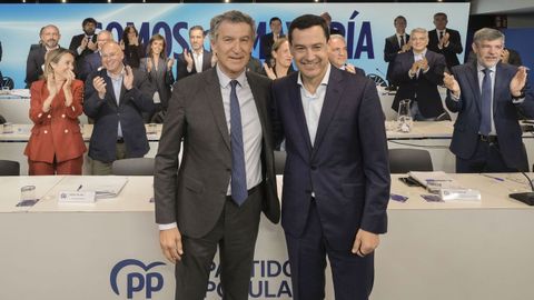 N��ez Feijoo y Moreno Bonilla, este lunes en la junta directiva nacional del Partido Popular.