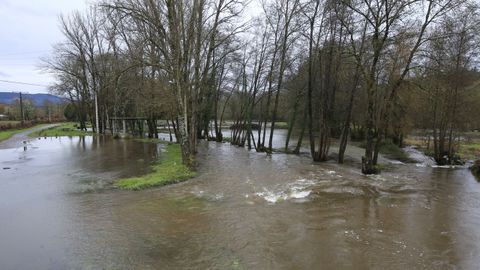 La crecida del r�o Cinsa dej� bajo el agua grandes zonas de terreno de Seoane y A Vide