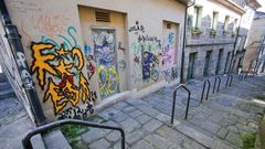 Pintadas en el centro hist�rico de Pontevedra