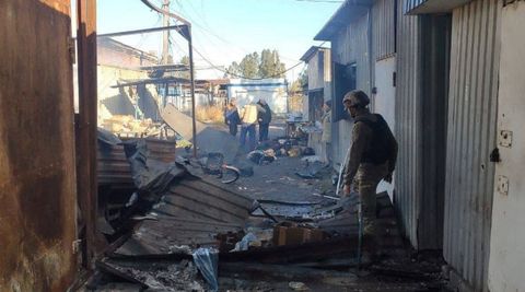 Imagen del mercado de Avdiivka tras el bombardeo ruso