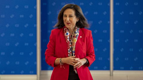 Margarita Robles antes de la reuni�n de ministros de Defensa europeos en Praga de este martes.