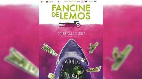 Cartel anunciador del festival Fancine de Lemos, inspirado en el del filme «Tiburón»