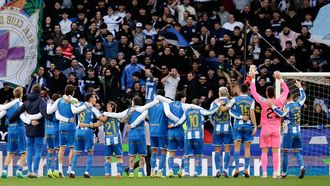 Los jugadores del D�por celebran la victoria ante el Albacete en Abanca Riazor.
