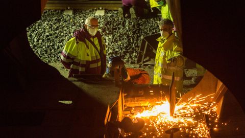 Descarrilamiento de un tren de mercancas en Taboadela