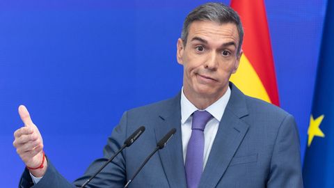 El presidente del Gobierno, Pedro Sánchez, en la rueda de prensa para hacer balance del curso político.