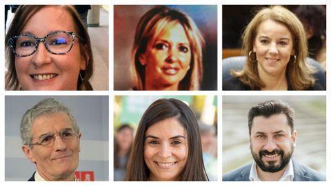Estefanía Suárez, coruñesa, número 23 en la lista del PSOE; Isabel Cadórniga, lucense, número 45 del PSOE; Ana Cuartero, ferrolana, número 3 de Vox; José Manuel Freira, ourensano, número 48 del PSOE; Laura Duarte, viguesa, candidata a la presidencia por el Pacma y Carlos Díaz Pache, número 30 de la lista del PP