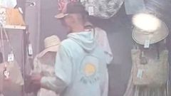 Imagen sacada del v�deo de la c�mara de seguridad de una de las tiendas que ha sufrido robos por parte de este grupo. La fotograf�a capta el momento justo en el que el individuo coge el bolso que despu�s se meter� bajo la sudadera para robarlo.