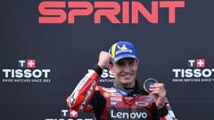 Marc M�rquez, celebrando su victoria en la carrera esprint del Gran Premio de Alemania.