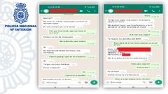 Captura de las estafas por WhatsApp referidas por la Polic�a Nacional