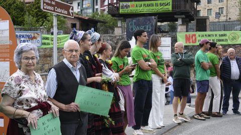 Varios cientos de vecinos de Cabrales se han concentrado este domingo en Arenas de Cabrales, coincidiendo con la celebraci�n del certamen del queso de esta variedad, para protestar contra la instalaci�n de una planta de biog�s, un proyecto que consideran una amenaza para la salud, el turismo, el medio ambiente local y los puestos de trabajo que dependen de estas actividades