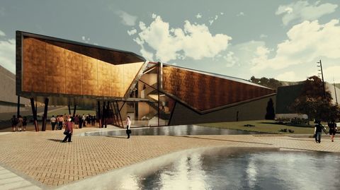Choiva de pedra e cristal , diseo elegido para el auditorio de Ribeira