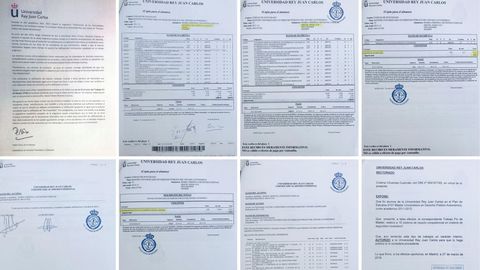 Combo de fotograf�as de los documentos presentados en el pleno extraordinario de la Asamblea de Madrid por Cristina Cifuentes